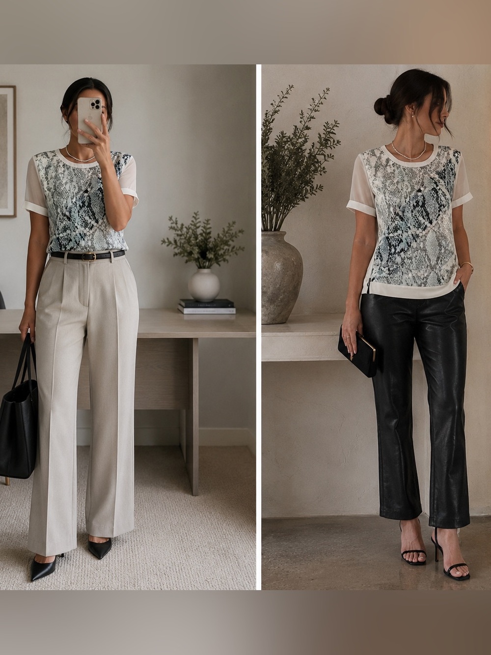 Calvin Klein Short Sleeve Snake Print Top XS